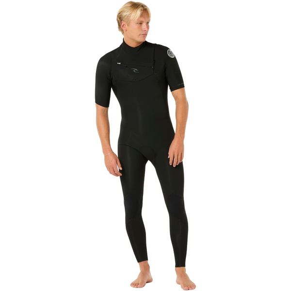 2026 Rip Curl Männer Dawn Patrol 2/2mm Kurzämelig Brustreißverschluss Neoprenanzug 16VMFS - Black